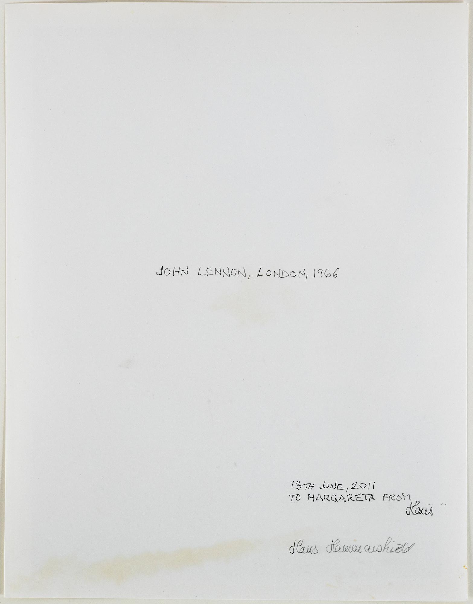 Hans Hammarskiöld, photograph of John Lennon signed on verso.