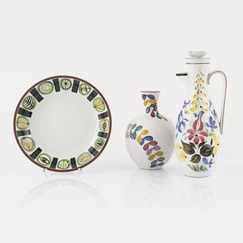Stig Lindberg, a vase, a pitcher and a bowl, Gustavsbergs studio.