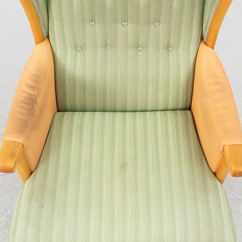 Carl Malmsten, easy chair, 'Husfadern' with foot stool.'Samsas'.