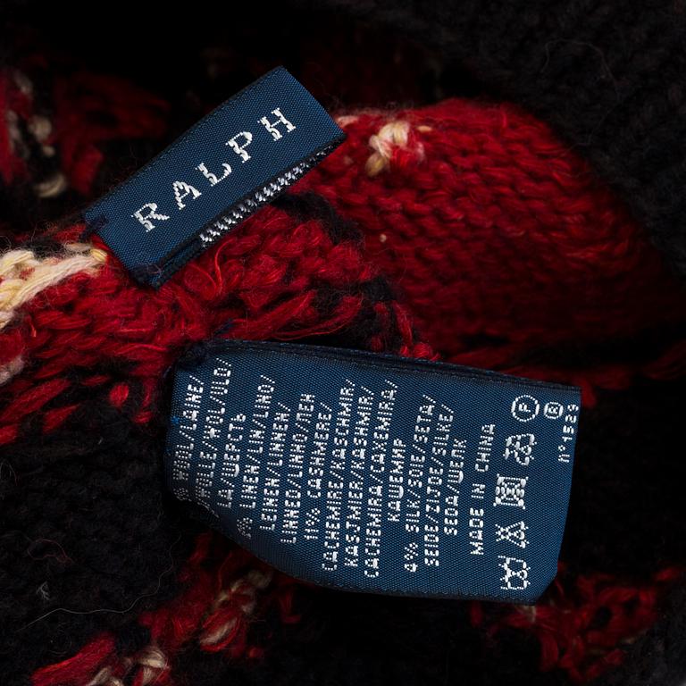 A hand knit scarf and a hut by Ralph Lauren.