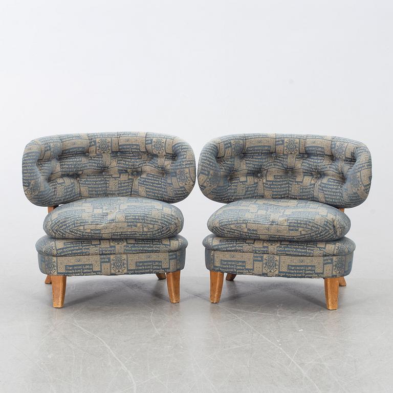 A PAIR of EASY CHAIRS by OTTO SCHULTZ for  JIO furniture Sweden, mid 20th century.