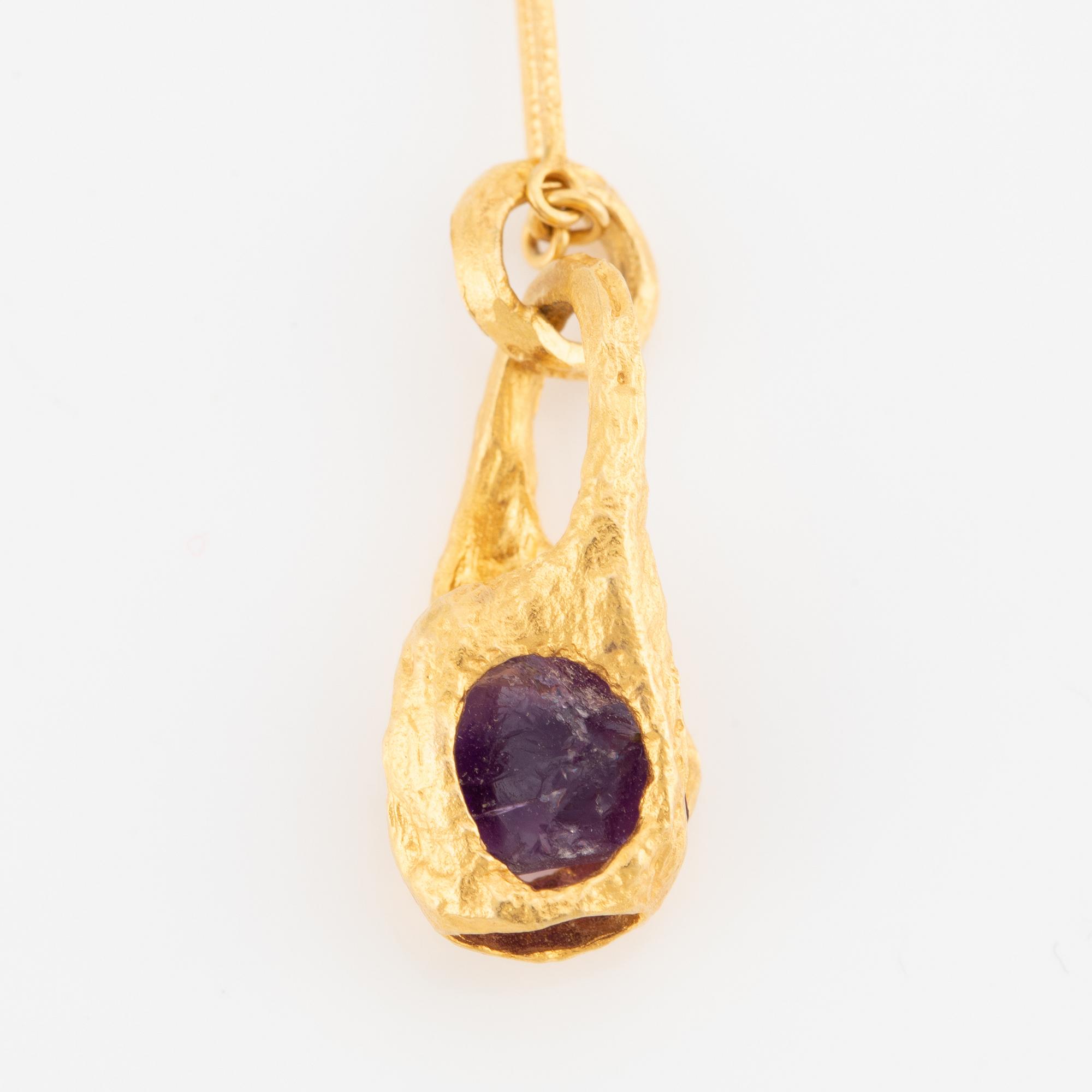 Björn Weckström, necklace, "Renklockan", 18K gold with amethyst, Lapponia.