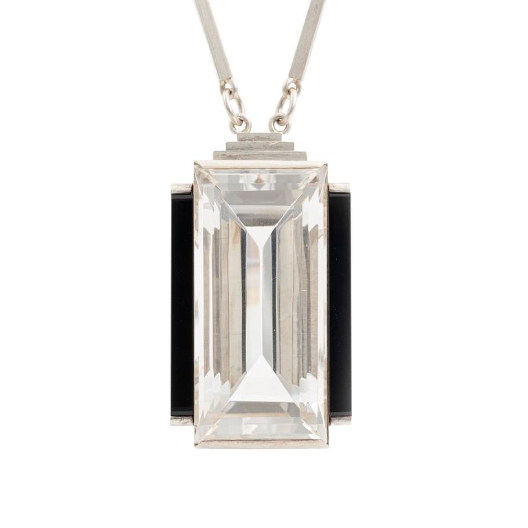 Wiwen Nilsson, a sterling silver necklace set with faceted rock crystal and onyx.