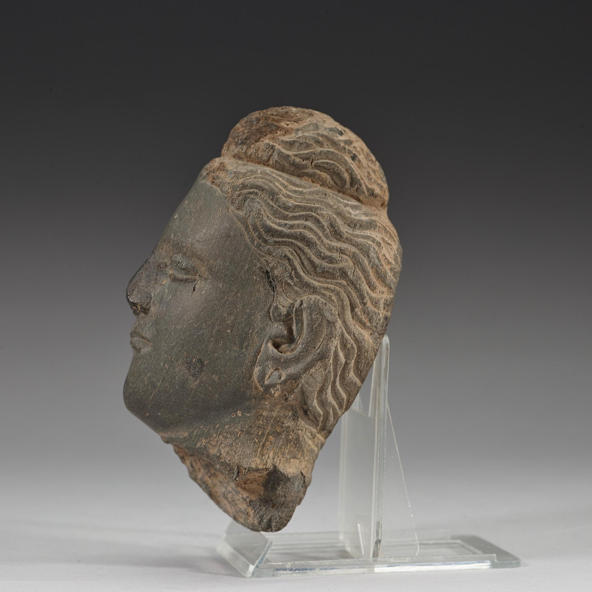 HUVUD, sten. Gandhara, troligen 200/300-tal.