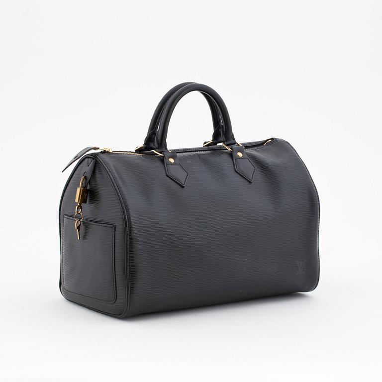 LOUIS VUITTON, a black epi letaher "Speedy 35".