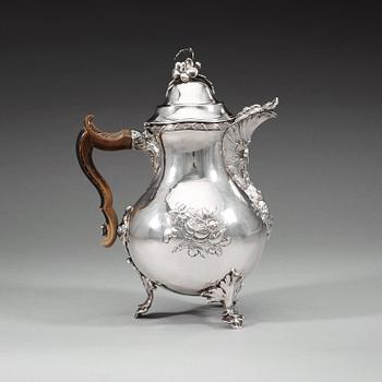A Swedish 18th century silver coffee-pot, Pehr Zethelius, AStockholm 1771.