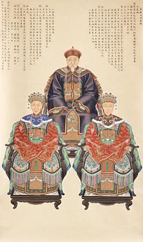 326. A hanging scroll of  a well painted ancestral portrait, late Qing dynasty/early republic era.