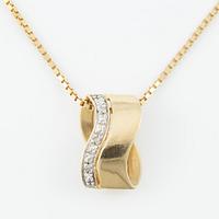 Pendant with chain, 14K gold with diamonds.