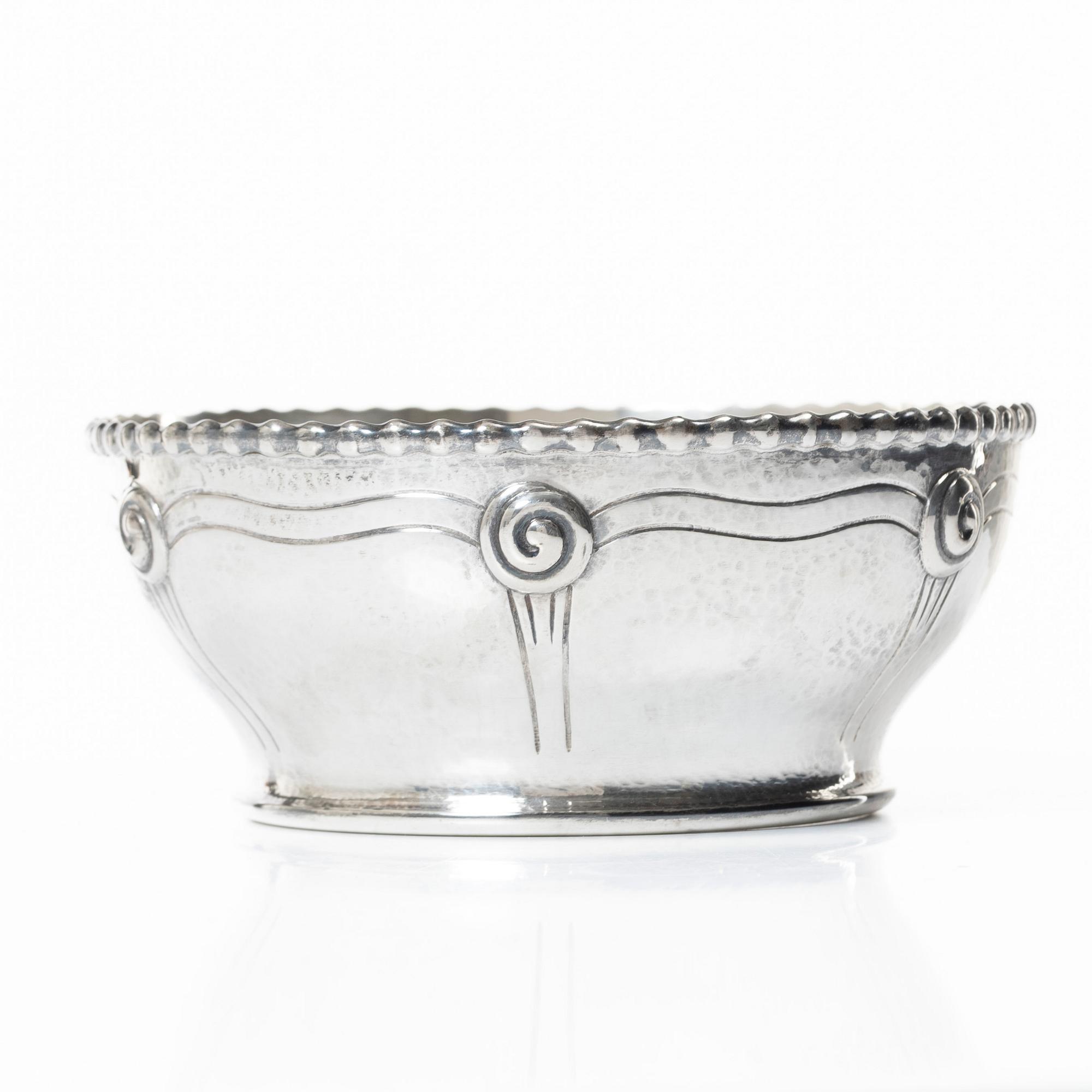 Fritz S Heimbürger, an Art Nouveau silver bowl, Denmark, 1916.