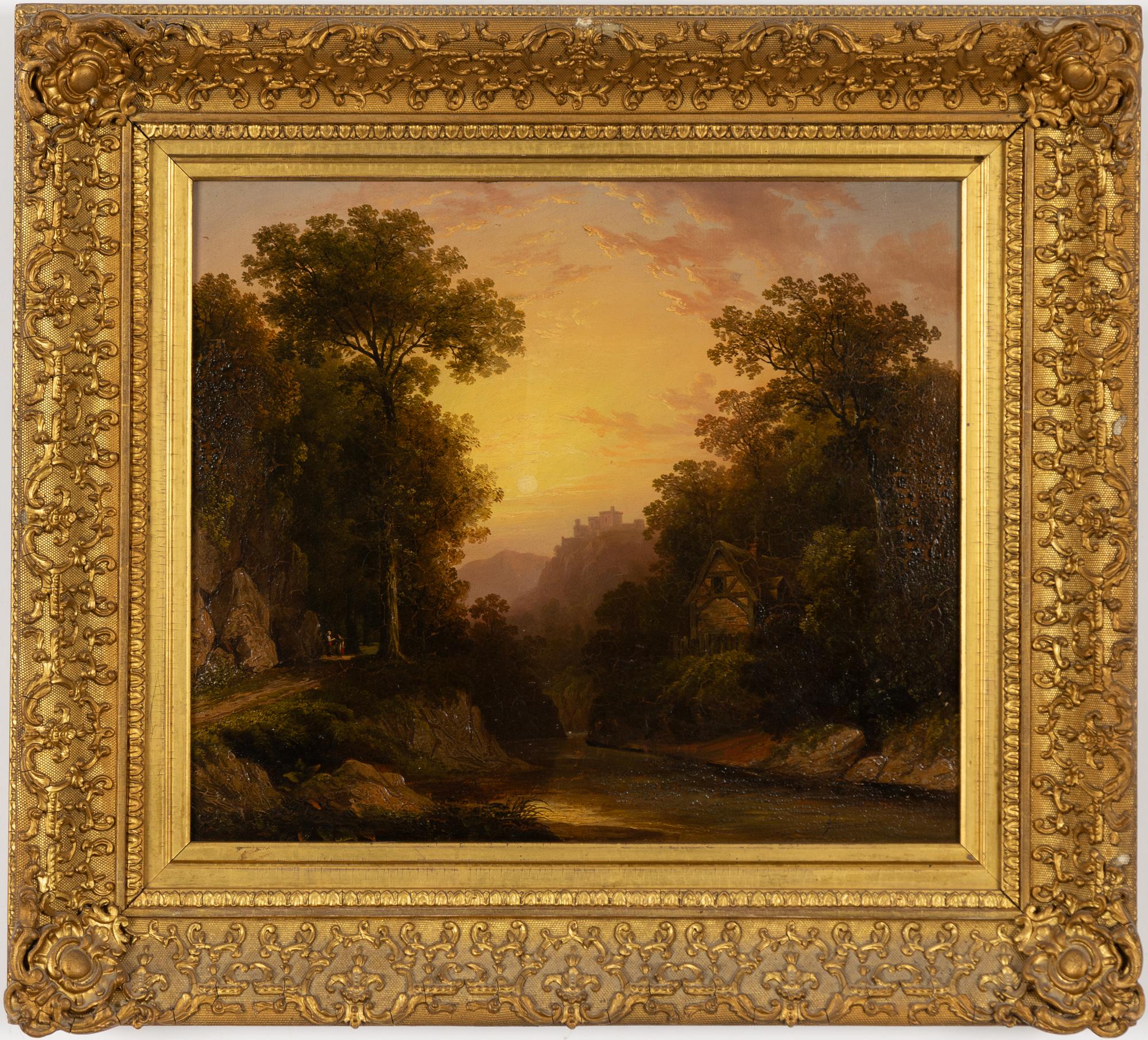 English school, 19th century, Romantic landscape.