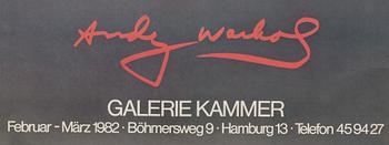 ANDY WARHOL POSTER Galleri Kammer, Hamburg, Tyskland, 1982.