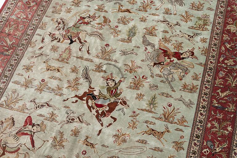 A silk Qum, rug Central Persia (Iran), signerad c. 200 x 135 cm.
