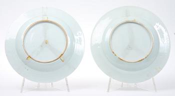 TALLRIKAR 4 + 1, porslin, Kina, 1700-tal.