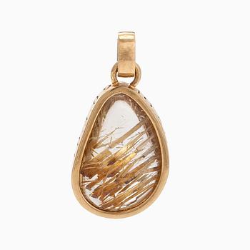 Hänge, rutilkvarts, diamanter, 18K guld.