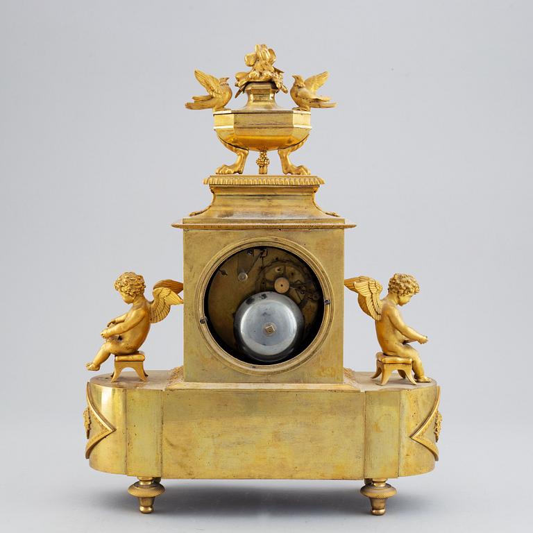 A French mantle clock, early 19th century.