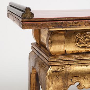 A Japanese lacquered and qilded Buddhist altar table or Butsudan.  Edo period (1603-1868).