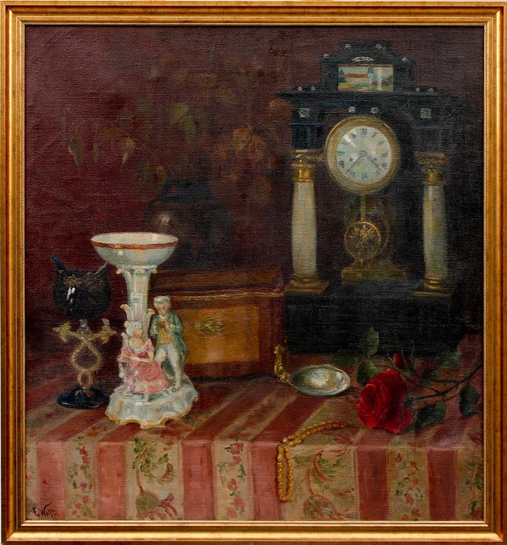 OKÄND KONSTNÄR, olja på duk. Sign. Omkring 1900.