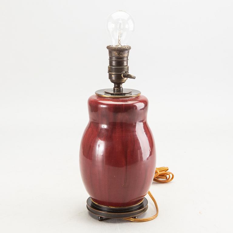 Carl Halier, table lamp, stoneware , the bronze base by  Knud Andersen, Royal Copenhagen.
