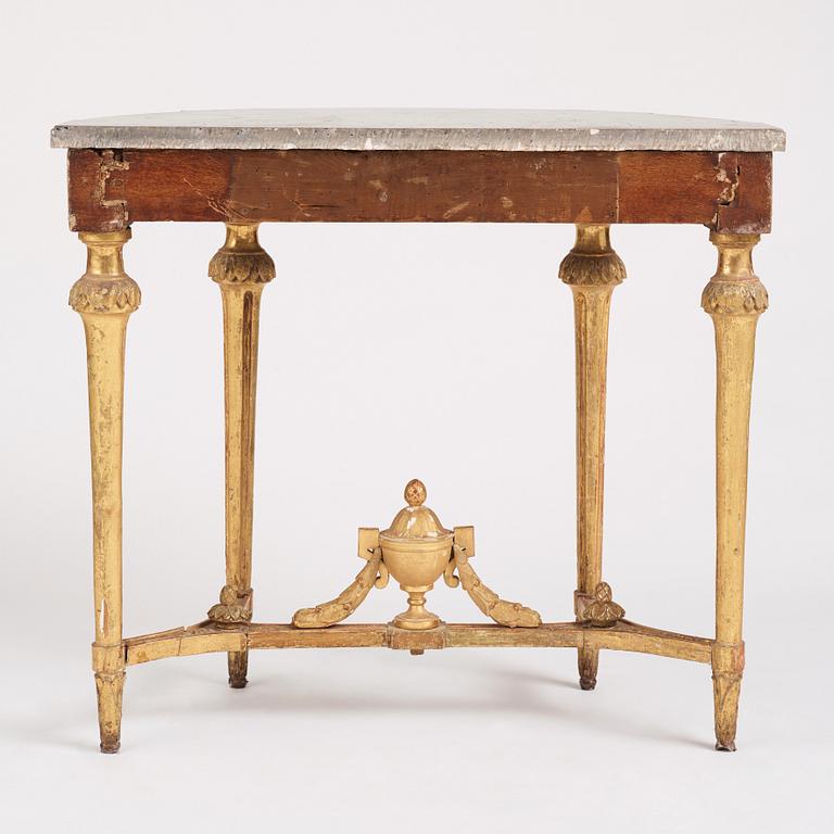 A Gustavian carved giltwood console table, late 18th century.