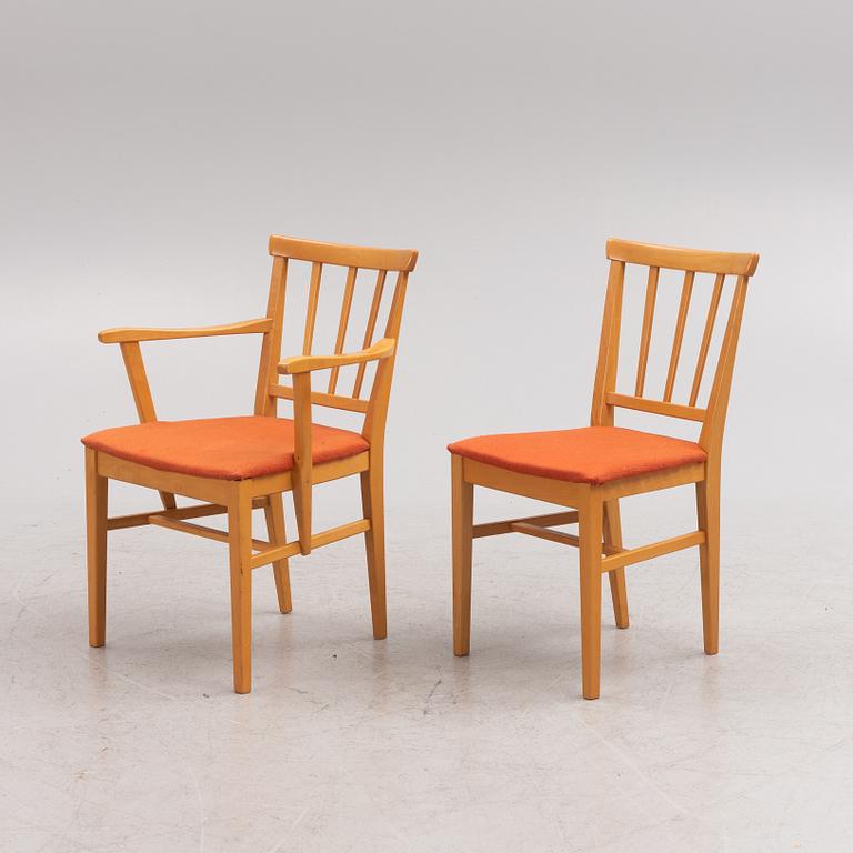 Carl Malmsten, six "Själevad" chairs, Sweden, second half of the 20th century.