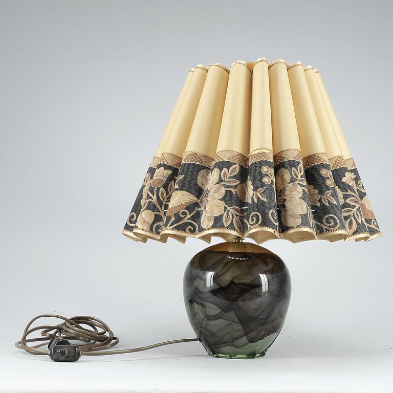 BORDSLAMPA, glas, 1930/40-tal.