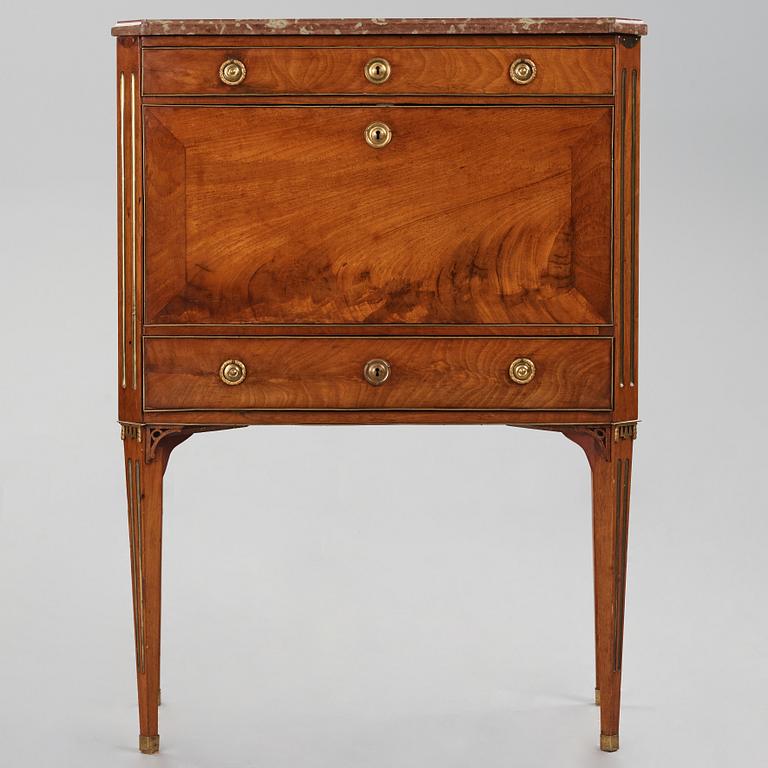 A mahogany-veneered late Gustavian secretaire by A. Scherling (master 1771-1809).