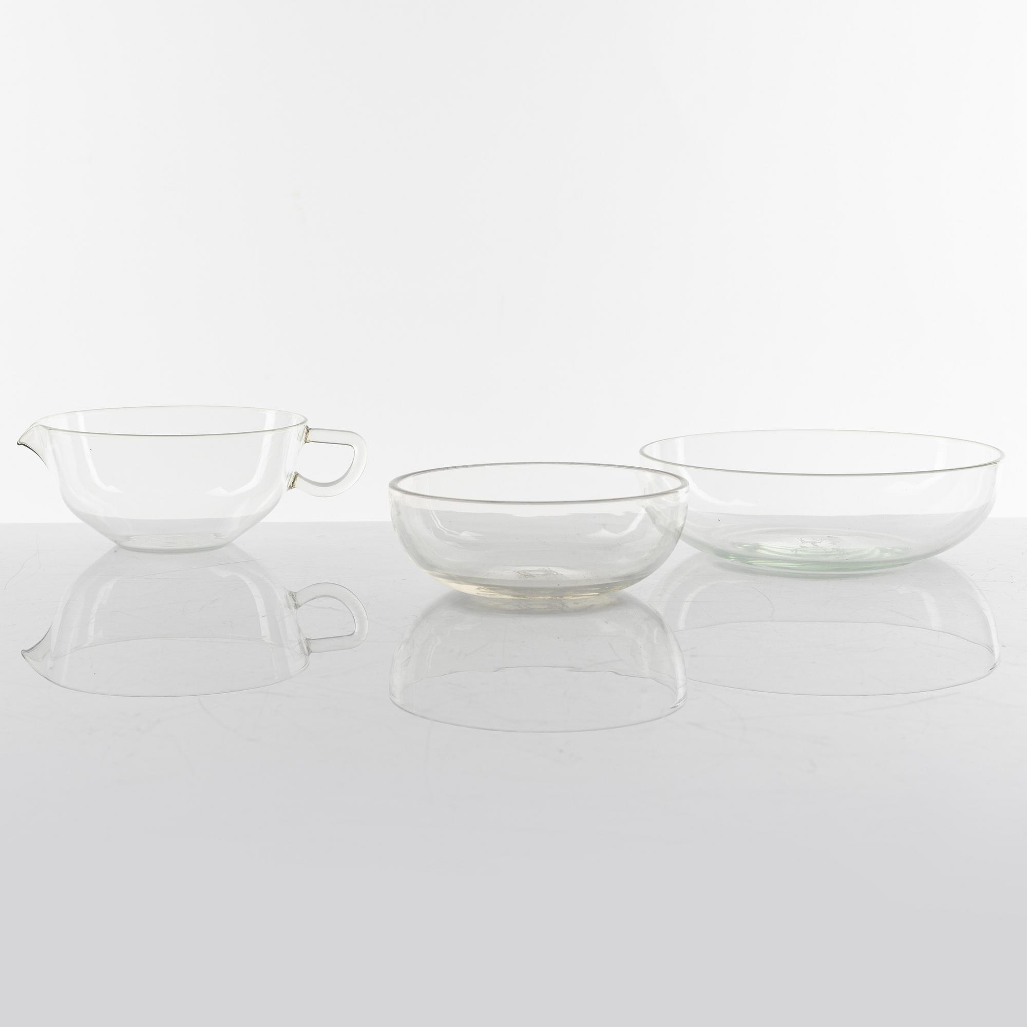 Wilhelm Wagenfeld, 115 glass service pieces, Jenaer Glaswerk, Schott & Gen, Germany.