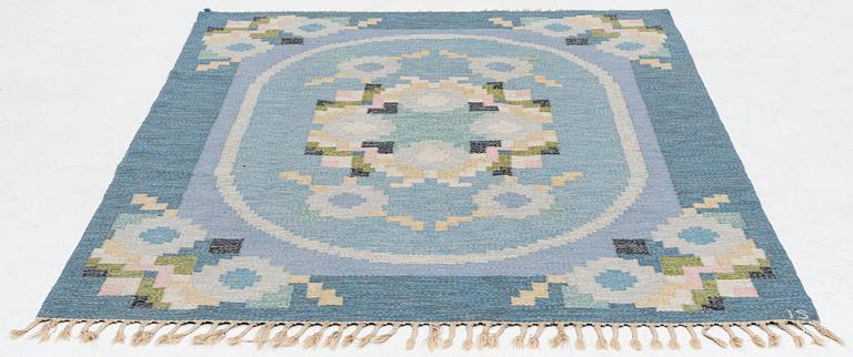 Ingegerd Silow, a carpet, 'Malmsjön' flat weave, c 238 x 166 cm, signed IS.