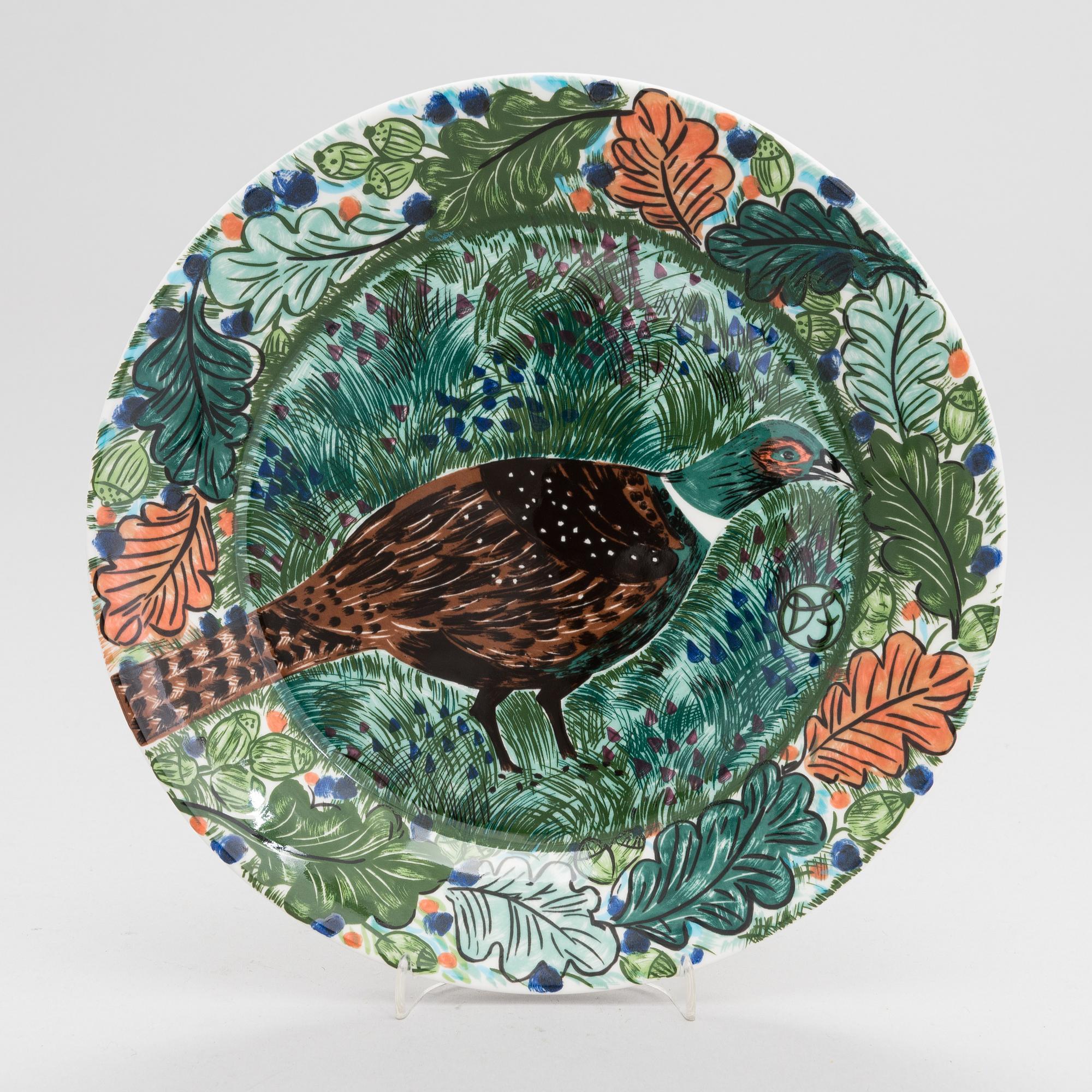 Dorrit von Fieandt, A ceramic plate, 'Hubertus', Pro Arte 1994, Arabia, Finland.