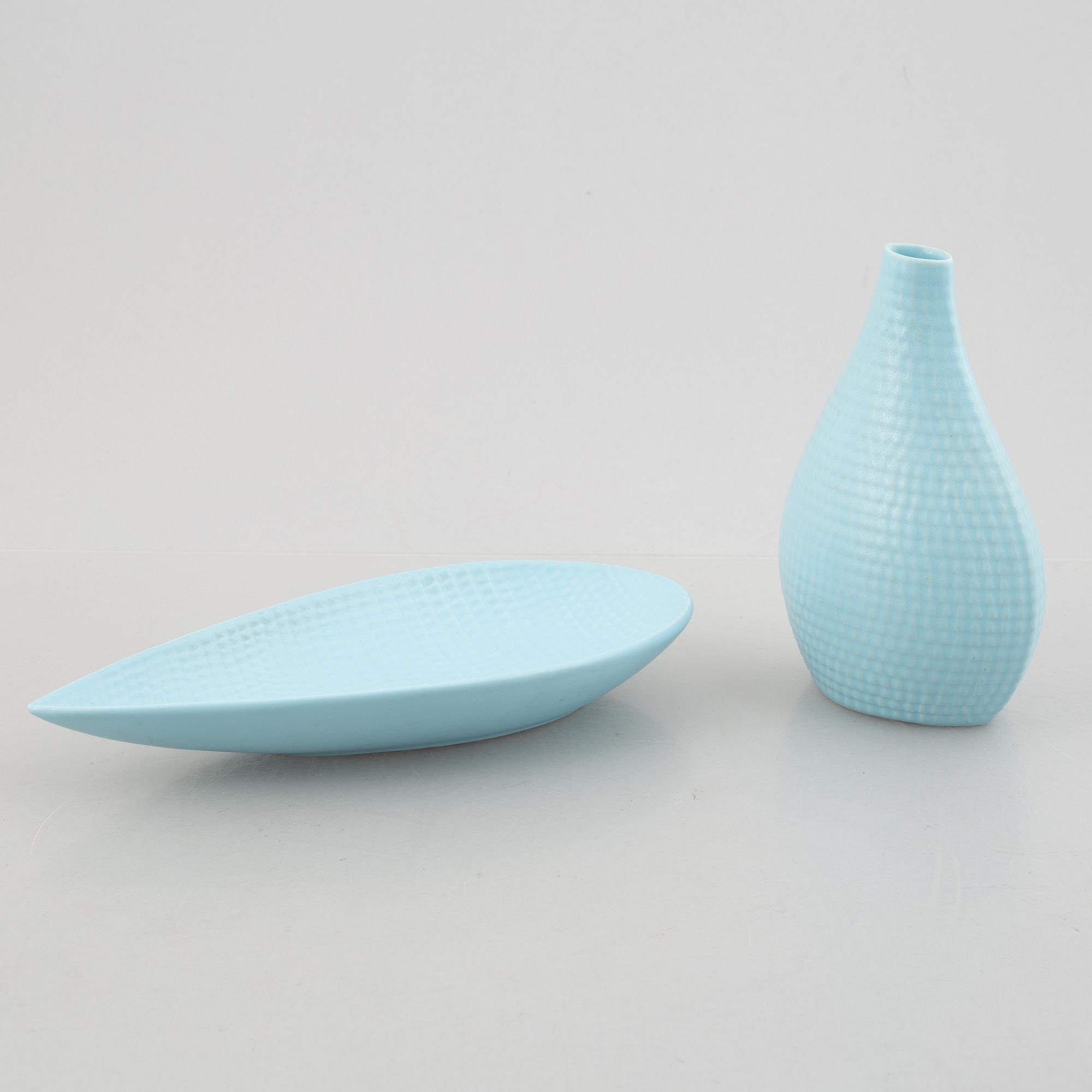 Stig Lindberg, vaser och skålar, 5 st, "Reptil", Gustavsberg, 1953-63.