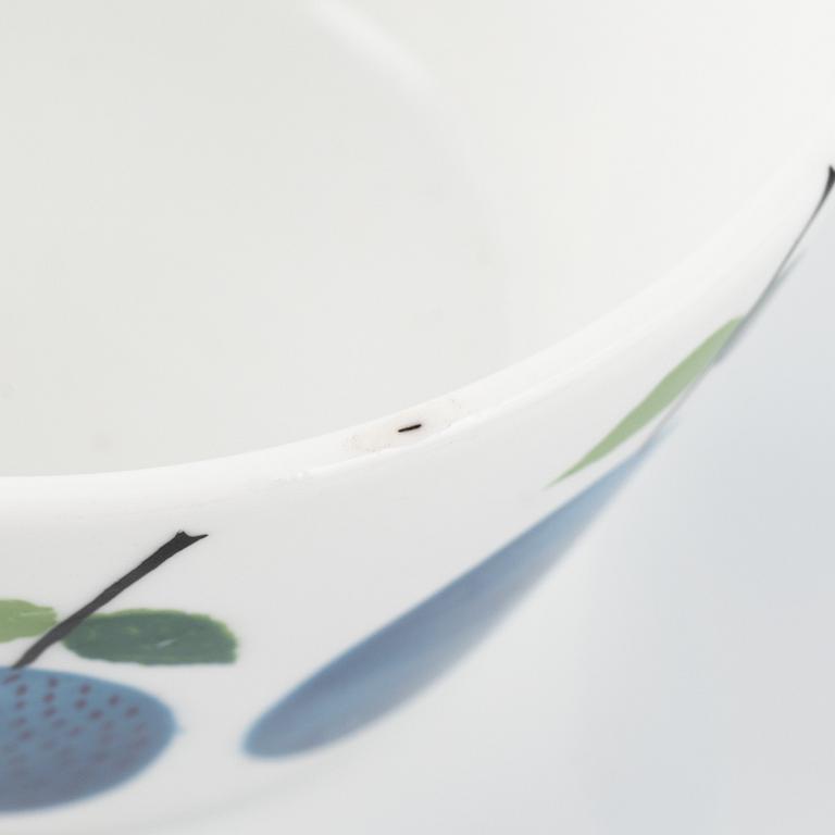 Stig Lindberg, tekoppar med fat, 12 st,   benporslin, "Prunus", Gustavsberg.