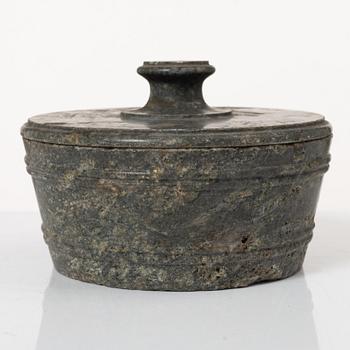 A 'Kolmård' marble butter box, Sweden, early 19th century.