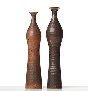 Kyllikki Salmenhaara, two stoneware vases, Arabia, Finland, 1950's.