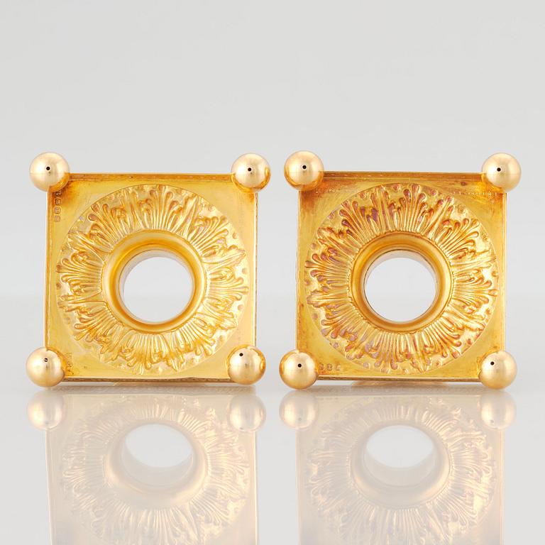 A pair of gold candlesticks, Sheffield 1861.