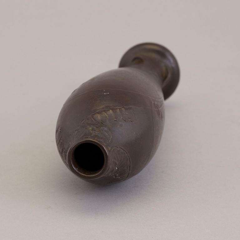 A signed early 20th century bronze vase by Hugo Elmqvist and G. Backlund.