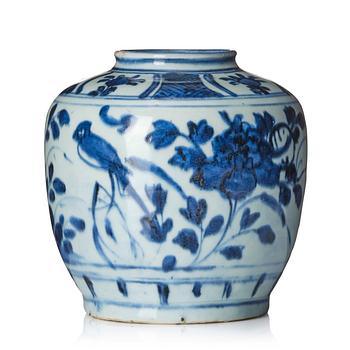 899. A blue and white jar, Ming dynasty (1368-1644).