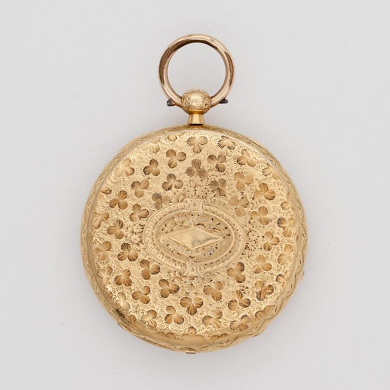 A gold ancre pocket watch, Moulinir, Genève, c. 1900.