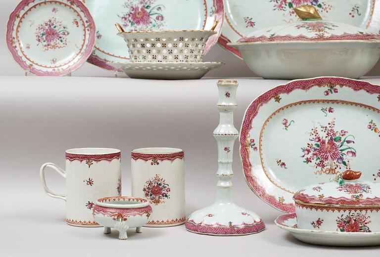 A famille rose dinner service, Qing dynasty, Qianlong (1736-95). (56 pieces).