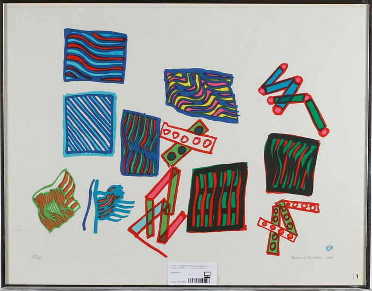 LENNART RODHE, färgseriegrafier, 2 st, sign, dat 1971 o numr 15/75 resp 55/75.