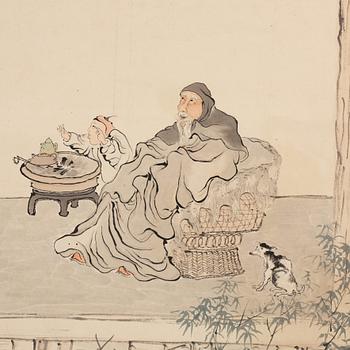 A scroll painting, ink an colour on paper, Hu Tiemei (1848-1899).