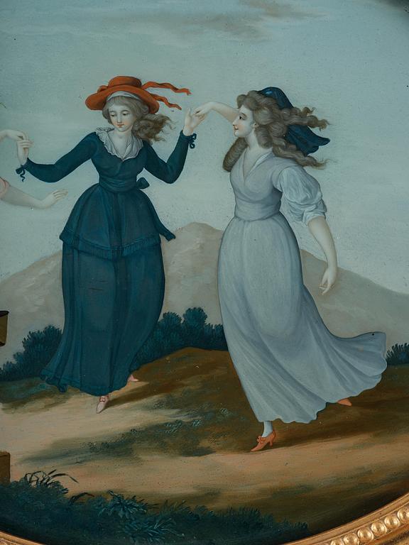 A pair of presumably English reverse-glass paintings, late 18th century.