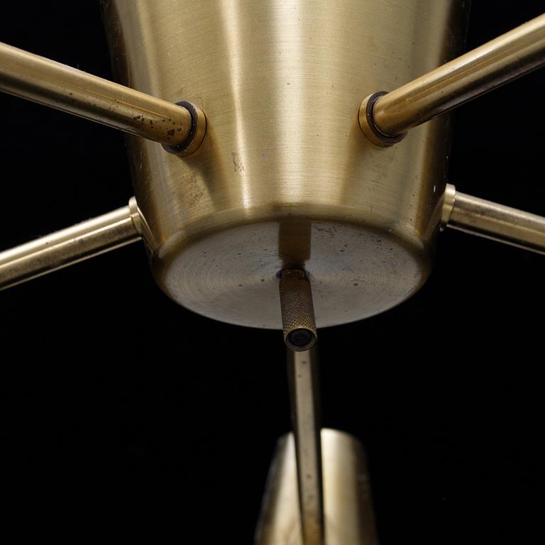 A mid 20th Century brass and glass ceiling light from Asea.