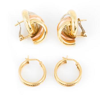 ÖRHÄNGEN, två par, 18K guld.
