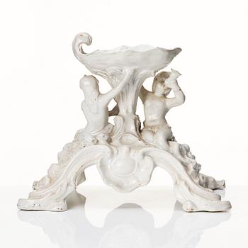 A white glazed Swedish Rörstrand faience center piece, 18th Century.