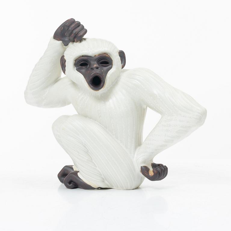 Gunnar Nylund, a figurine, in the form of a gibbon monkey, Rörstrand.