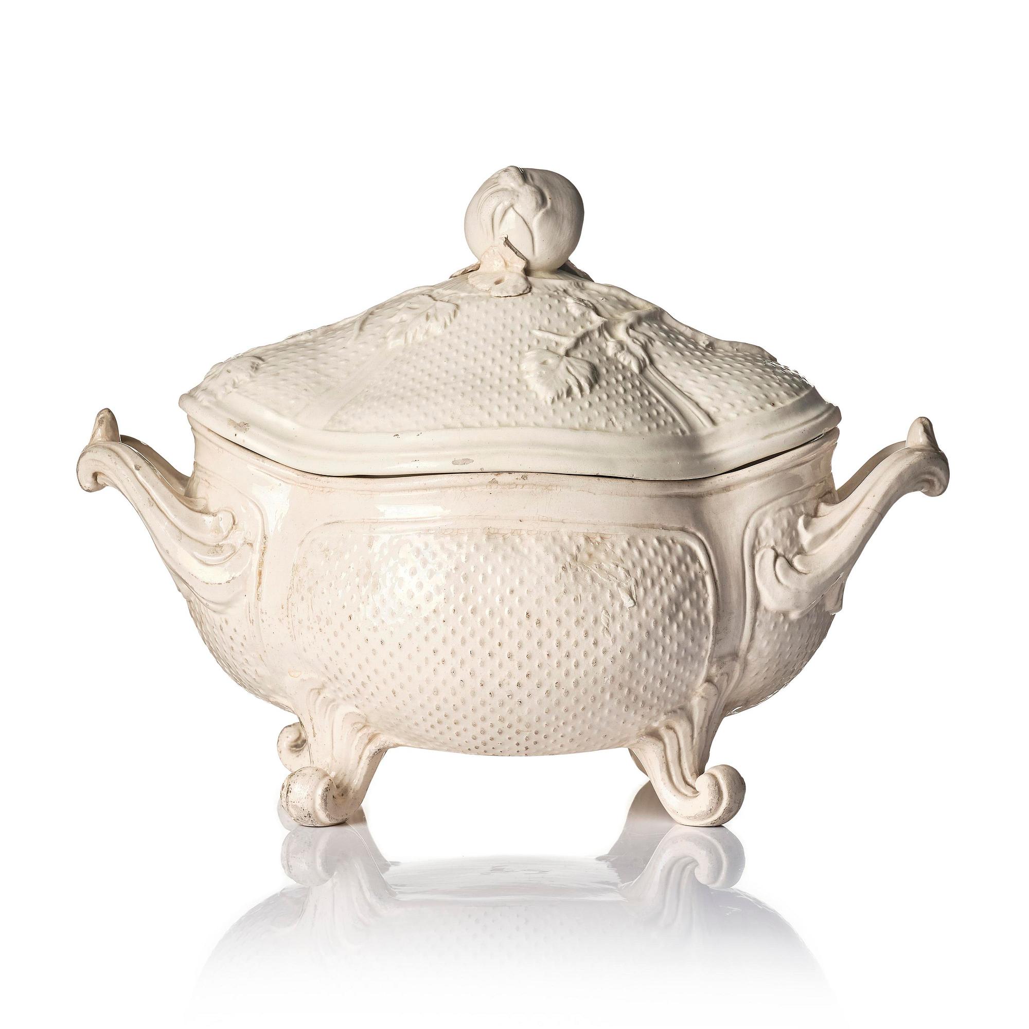 A Swedish cream ware tureen with cover, Marieberg, 18th century.