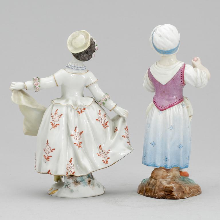 FIGURINER, 2 st, porslin, bl.a. Tyskland, 1900-tal.