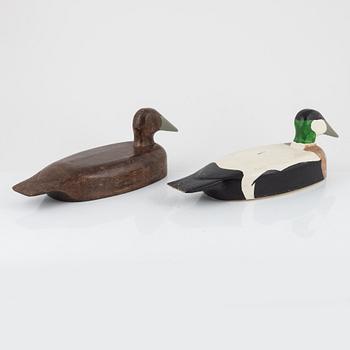 Two Wooden Decoy Ducks, 20th century.