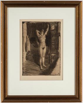 Anders Zorn, etching, 1914, signed in pencil.