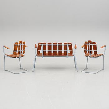 TRÄDGÅRDSGRUPP, soffa samt ett par stolar, 1950-tal.